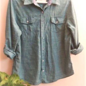 Sea Green Fall Flannel 3/4 Sleeve L 💚💙